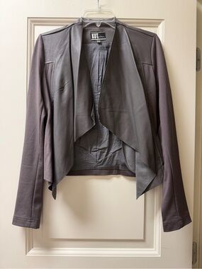 KUT From the Kloth Gray Faux Leather Draped Jacket S
